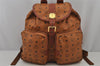 Authentic MCM Vintage Visetos Leather Backpack Brown 8255J