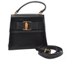 Authentic Salvatore Ferragamo Vara Leather 2Way Shoulder Hand Bag Black SF 8257I