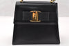 Authentic Salvatore Ferragamo Vara Leather 2Way Shoulder Hand Bag Black SF 8257I