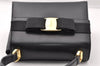 Authentic Salvatore Ferragamo Vara Leather 2Way Shoulder Hand Bag Black SF 8257I