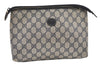 Authentic GUCCI Clutch Hand Bag Purse GG PVC Leather Navy Blue Junk 8259J