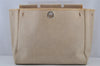 Authentic HERMES Her Bag MM 2 In 1 2Way Hand Bag Canvas Leather White 8262J