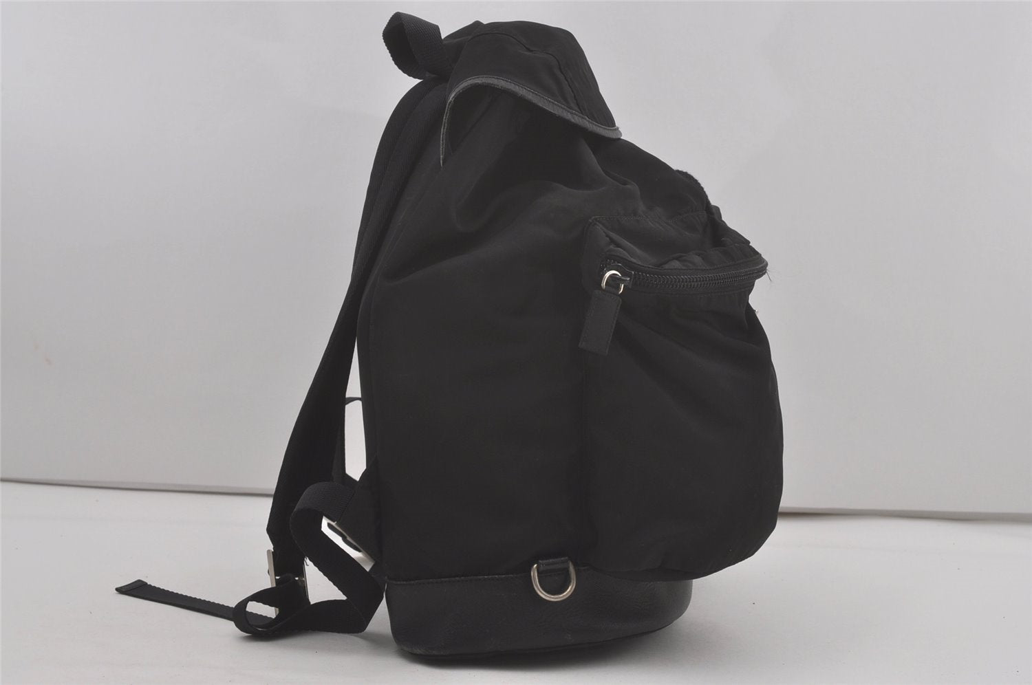 Authentic PRADA Vintage Nylon Tessuto Saffiano Leather Backpack Black 8266I