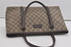 Authentic GUCCI Vintage Shoulder Tote Bag GG PVC Leather 114595 Brown 8267I
