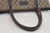 Authentic GUCCI Vintage Shoulder Tote Bag GG PVC Leather 114595 Brown 8267I