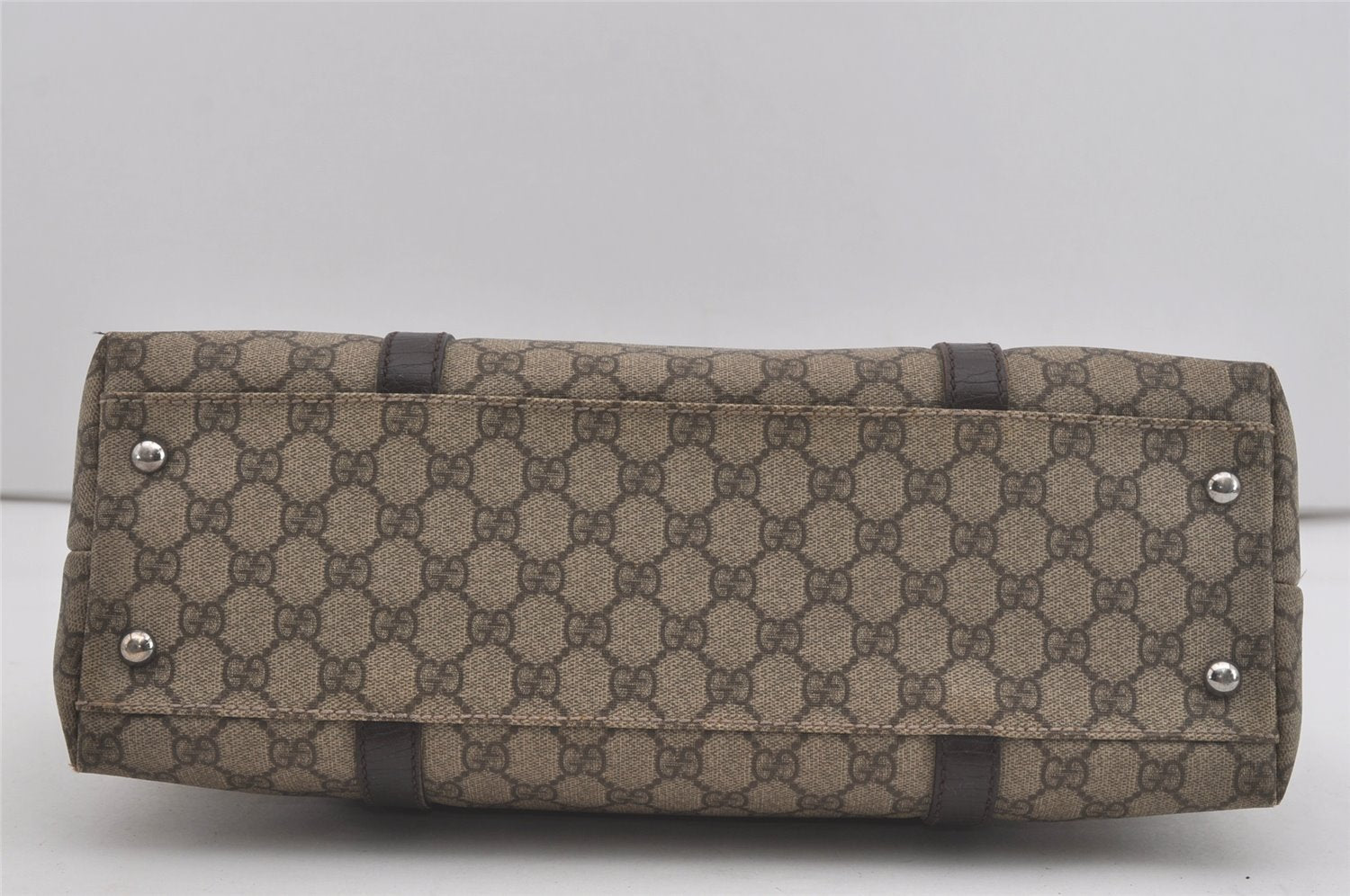 Authentic GUCCI Vintage Shoulder Tote Bag GG PVC Leather 114595 Brown 8267I