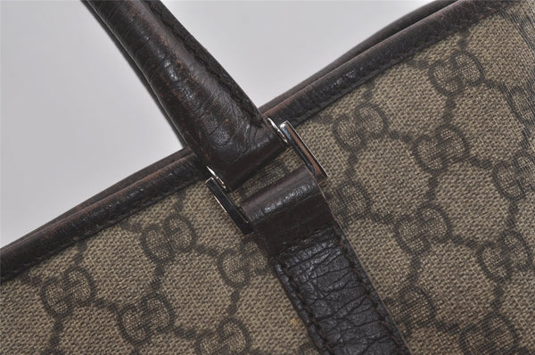 Authentic GUCCI Vintage Shoulder Tote Bag GG PVC Leather 114595 Brown 8267I