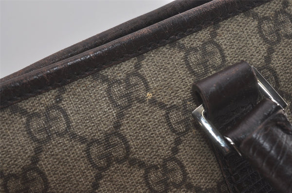 Authentic GUCCI Vintage Shoulder Tote Bag GG PVC Leather 114595 Brown 8267I