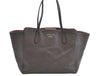 Authentic GUCCI Swing Large Vintage Shoulder Tote Bag Leather 354397 Gray 8268I