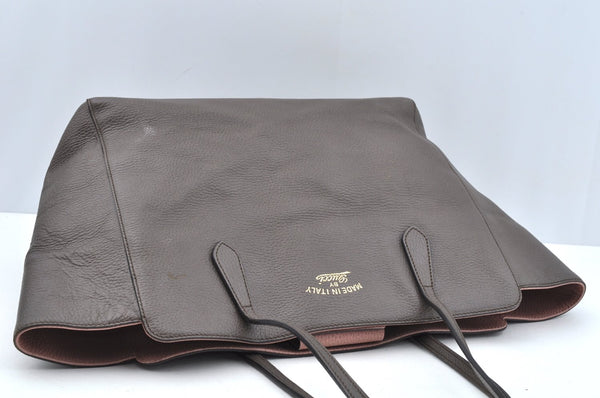 Authentic GUCCI Swing Large Vintage Shoulder Tote Bag Leather 354397 Gray 8268I