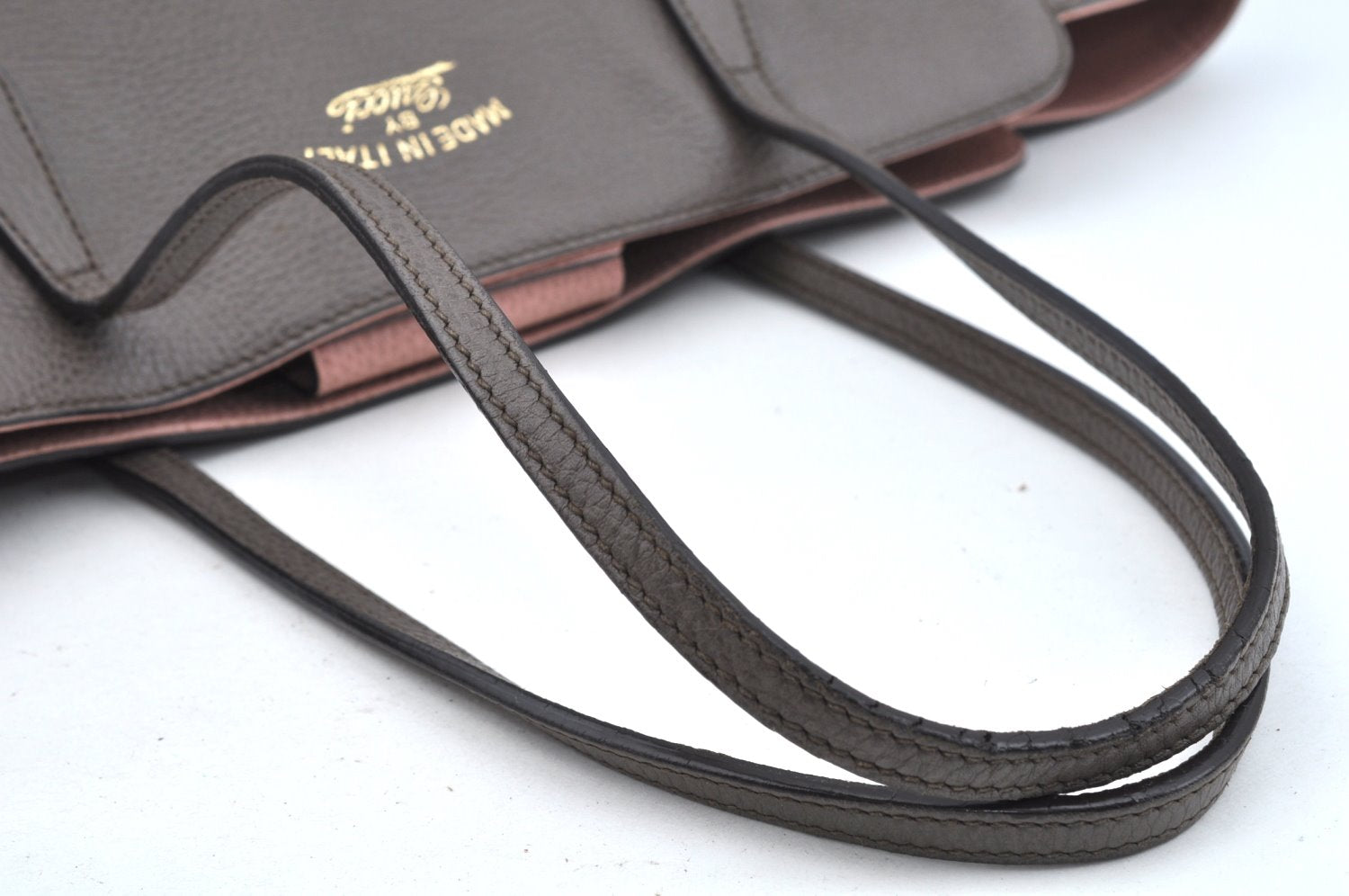 Authentic GUCCI Swing Large Vintage Shoulder Tote Bag Leather 354397 Gray 8268I