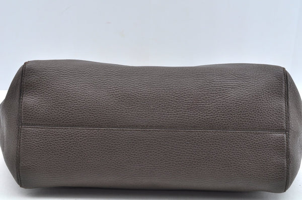 Authentic GUCCI Swing Large Vintage Shoulder Tote Bag Leather 354397 Gray 8268I