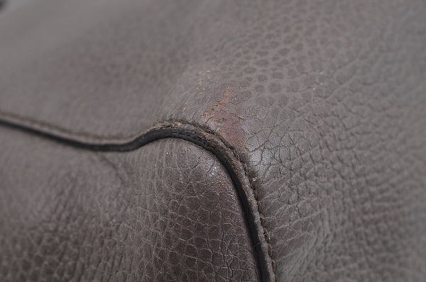 Authentic GUCCI Swing Large Vintage Shoulder Tote Bag Leather 354397 Gray 8268I