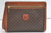 Authentic CELINE Macadam Blason Pattern Clutch Hand Bag PVC Leather Brown 8269J