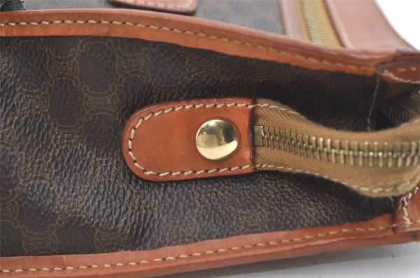 Authentic CELINE Macadam Blason Pattern Clutch Hand Bag PVC Leather Brown 8269J
