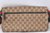 Authentic GUCCI Web Sherry Line Waist Bag GG Canvas Leather 28566 Brown 8270I