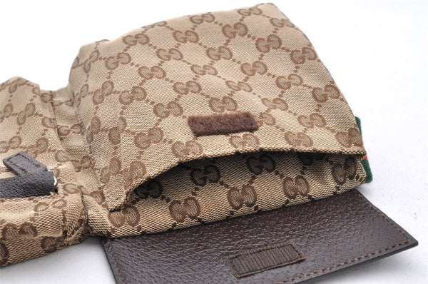 Authentic GUCCI Web Sherry Line Waist Bag GG Canvas Leather 28566 Brown 8270I