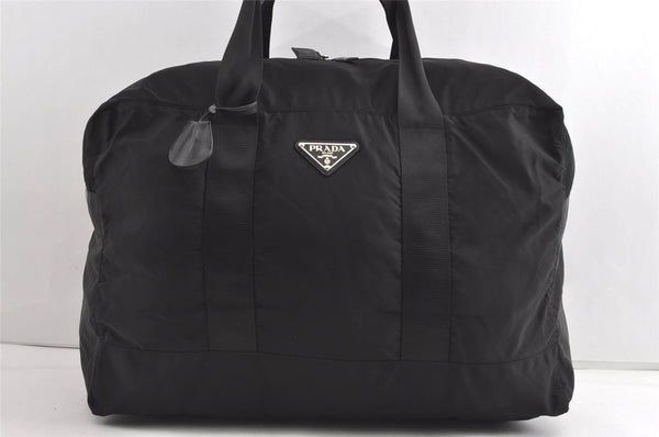 Authentic PRADA Vintage Nylon Tessuto Leather 2Way Travel Boston Bag Black 8270J