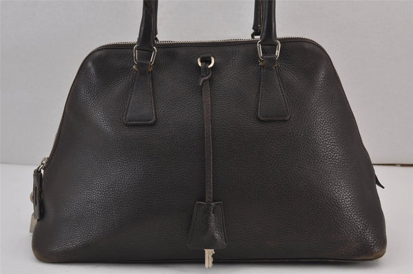 Authentic PRADA Daino Sport Leather Nappa Shoulder Hand Bag BN0134 Brown 8271J