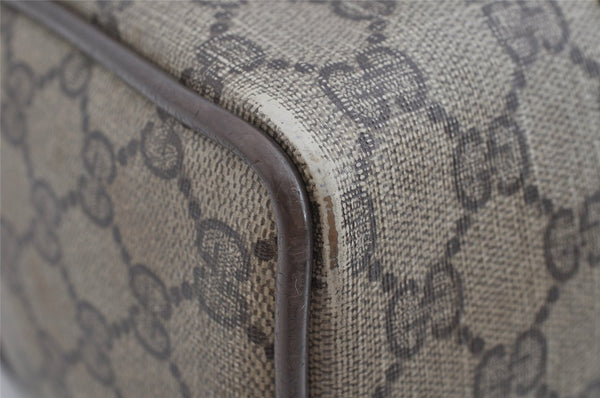 Authentic GUCCI Web Sherry Line Hand Boston Bag GG PVC Leather Brown Junk 8272I