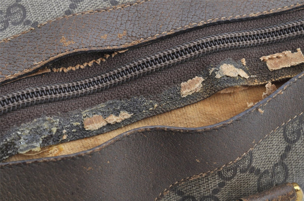 Authentic GUCCI Web Sherry Line Hand Boston Bag GG PVC Leather Brown Junk 8272I