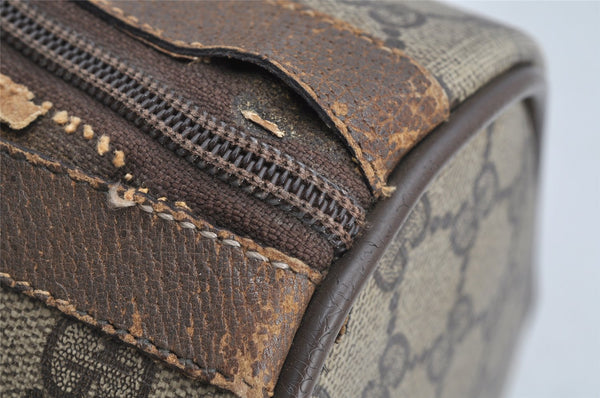 Authentic GUCCI Web Sherry Line Hand Boston Bag GG PVC Leather Brown Junk 8272I