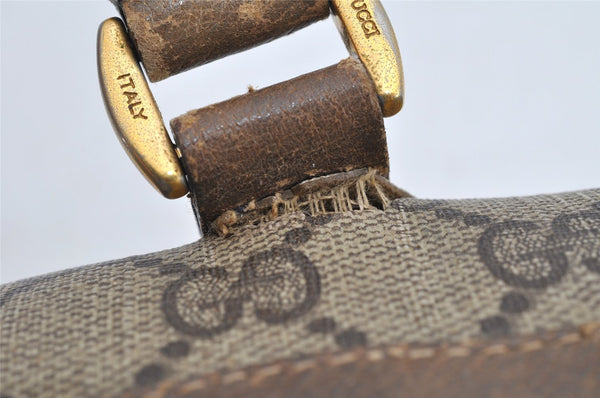 Authentic GUCCI Web Sherry Line Hand Boston Bag GG PVC Leather Brown Junk 8272I