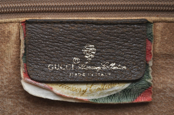 Authentic GUCCI Web Sherry Line Hand Boston Bag GG PVC Leather Brown Junk 8272I
