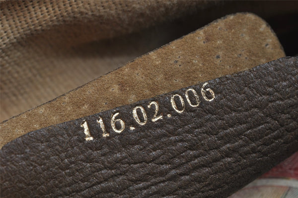 Authentic GUCCI Web Sherry Line Hand Boston Bag GG PVC Leather Brown Junk 8272I