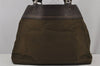 Authentic PRADA Nylon Tessuto Leather Shoulder Tote Bag Green Brown 8272J