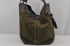 Authentic PRADA Nylon Tessuto Leather Shoulder Tote Bag Green Brown 8272J