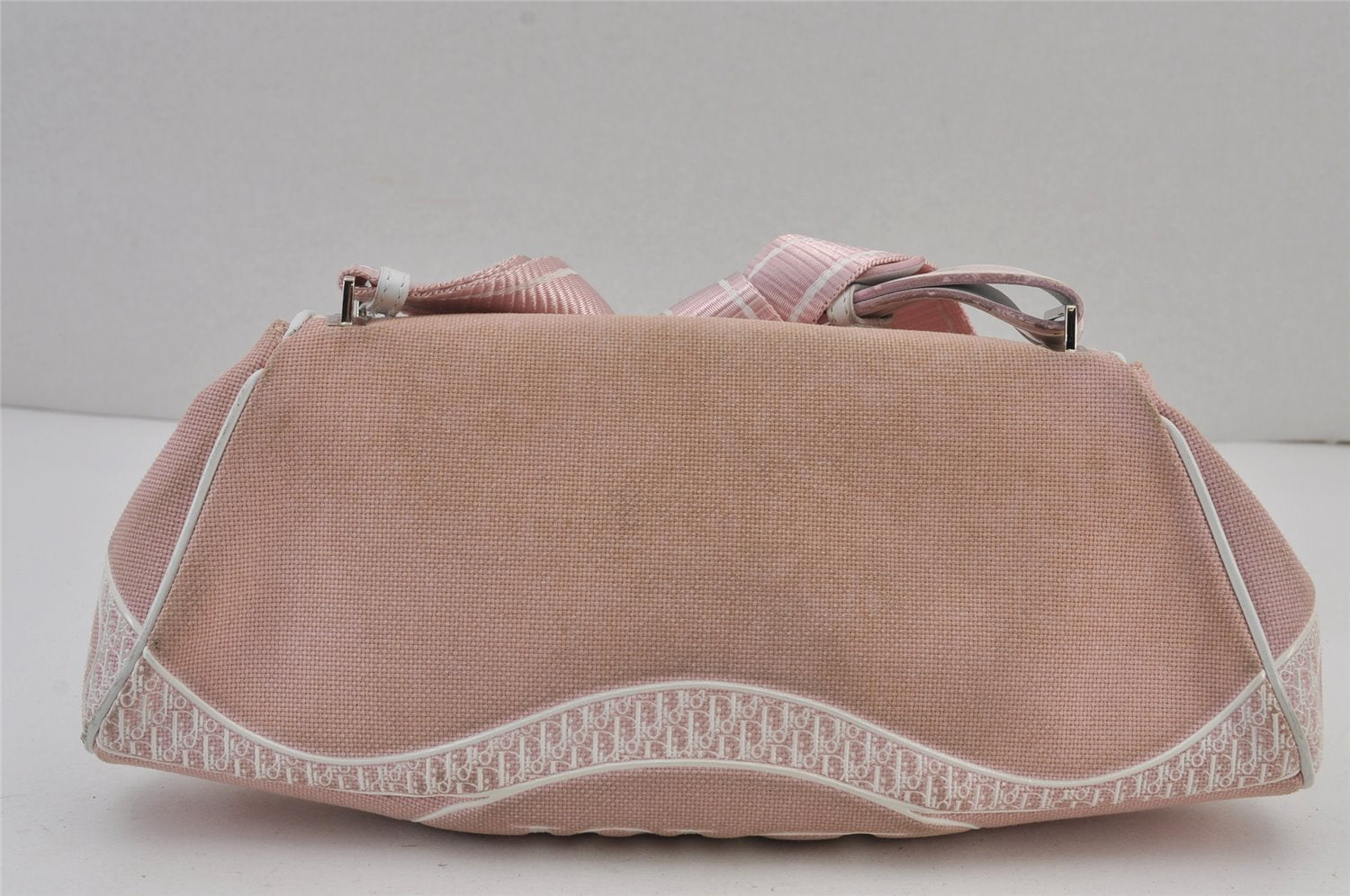 Authentic Christian Dior Trotter Shoulder Cross Bag Canvas　Leather Pink 8273J