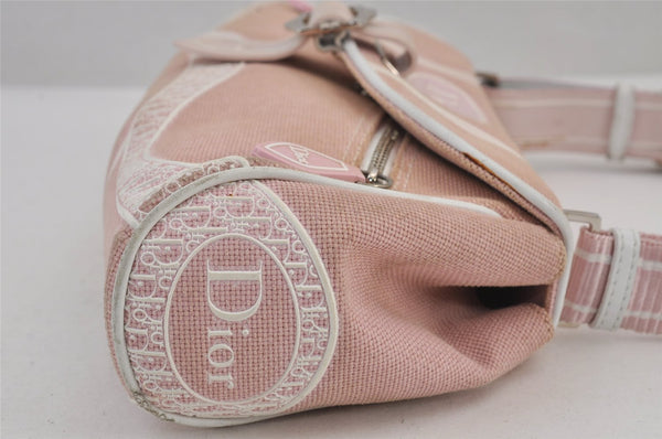 Authentic Christian Dior Trotter Shoulder Cross Bag Canvas　Leather Pink 8273J