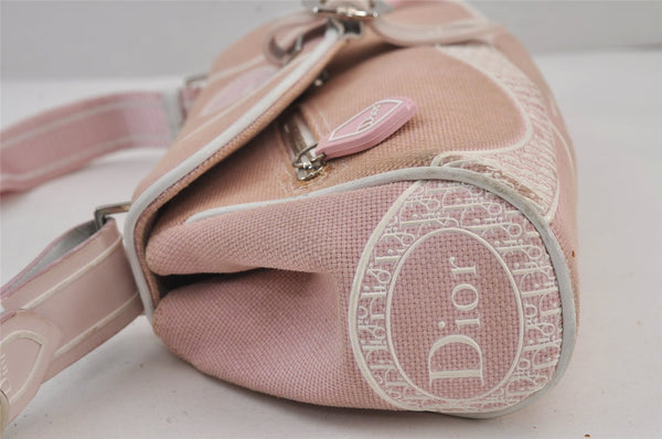 Authentic Christian Dior Trotter Shoulder Cross Bag Canvas　Leather Pink 8273J