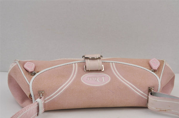 Authentic Christian Dior Trotter Shoulder Cross Bag Canvas　Leather Pink 8273J