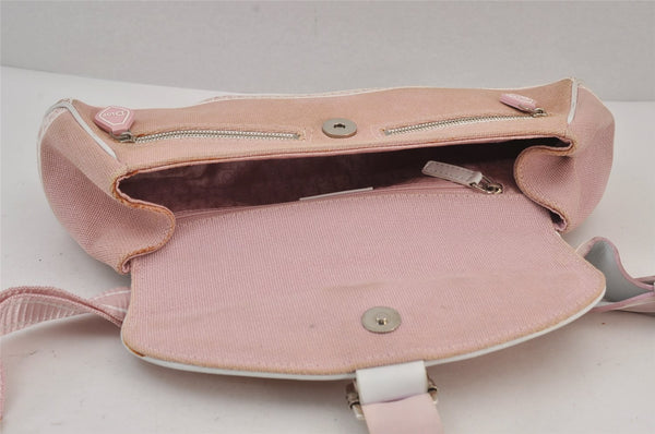 Authentic Christian Dior Trotter Shoulder Cross Bag Canvas　Leather Pink 8273J