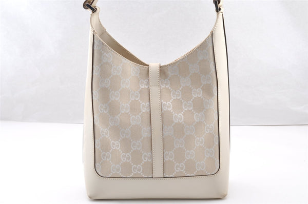 Authentic GUCCI Jackie Shoulder Hand Bag GG Canvas Leather 0013876 White 8275I