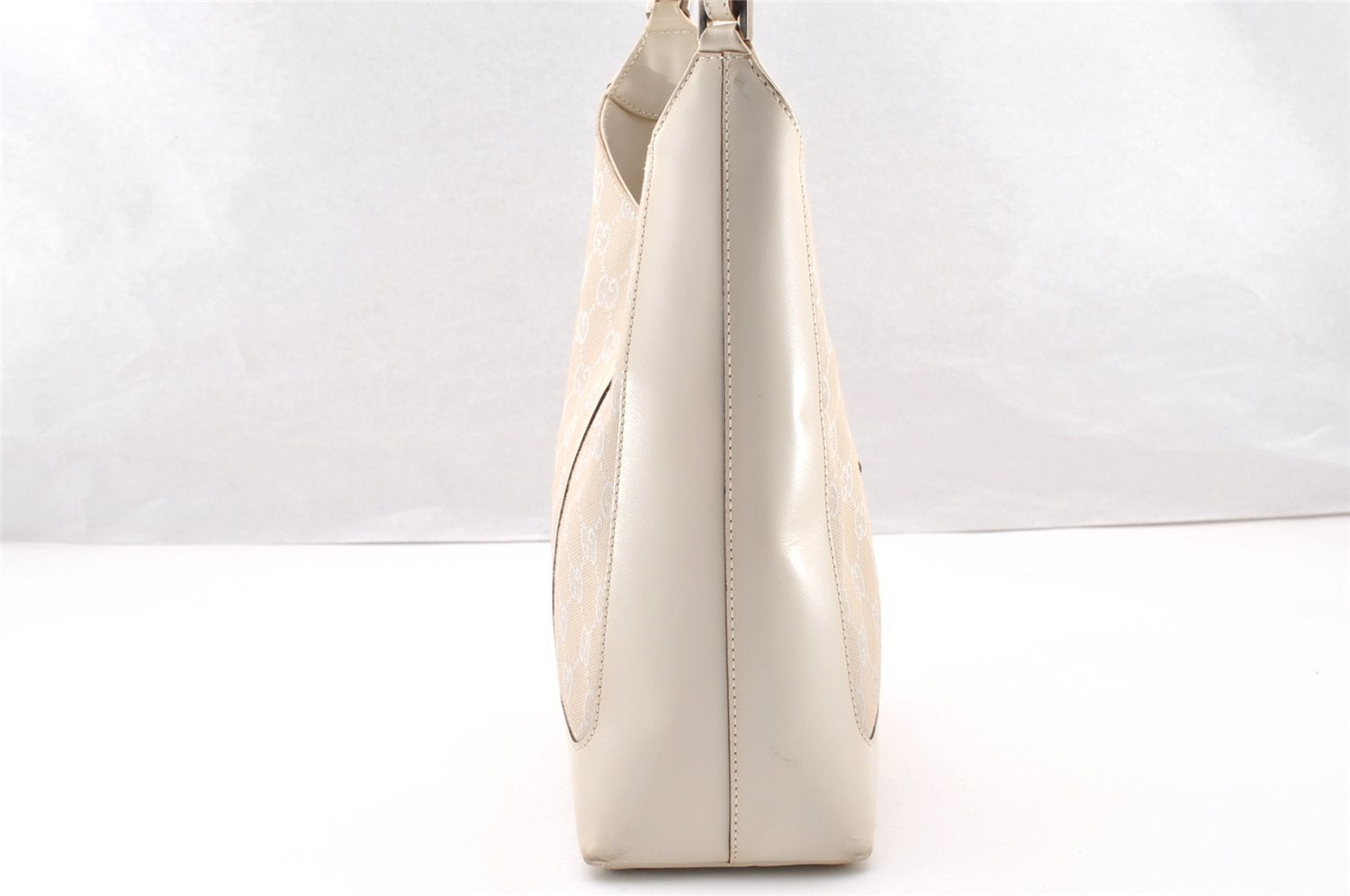 Authentic GUCCI Jackie Shoulder Hand Bag GG Canvas Leather 0013876 White 8275I