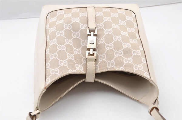 Authentic GUCCI Jackie Shoulder Hand Bag GG Canvas Leather 0013876 White 8275I
