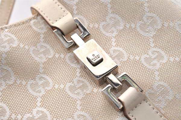 Authentic GUCCI Jackie Shoulder Hand Bag GG Canvas Leather 0013876 White 8275I