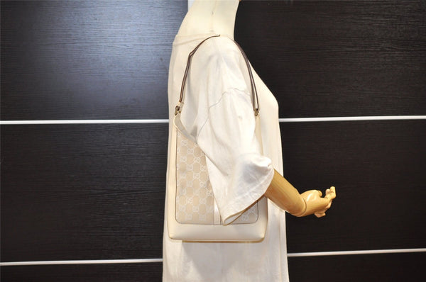 Authentic GUCCI Jackie Shoulder Hand Bag GG Canvas Leather 0013876 White 8275I