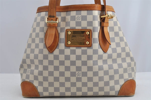 Authentic Louis Vuitton Damier Azur Hampstead MM N51206 Shoulder Tote Bag 8276I