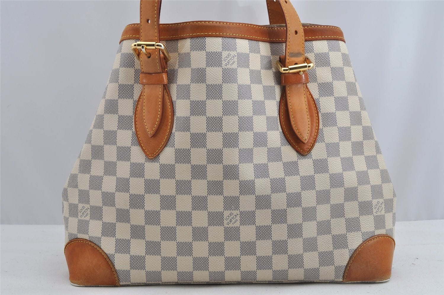 Authentic Louis Vuitton Damier Azur Hampstead MM N51206 Shoulder Tote Bag 8276I