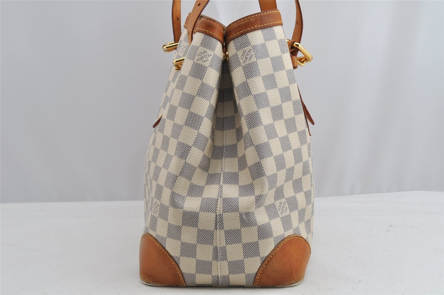 Authentic Louis Vuitton Damier Azur Hampstead MM N51206 Shoulder Tote Bag 8276I
