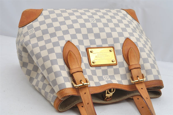 Authentic Louis Vuitton Damier Azur Hampstead MM N51206 Shoulder Tote Bag 8276I