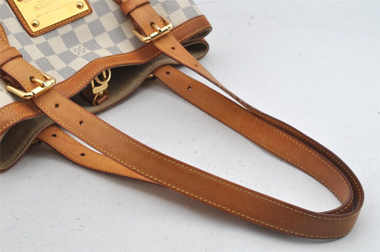 Authentic Louis Vuitton Damier Azur Hampstead MM N51206 Shoulder Tote Bag 8276I