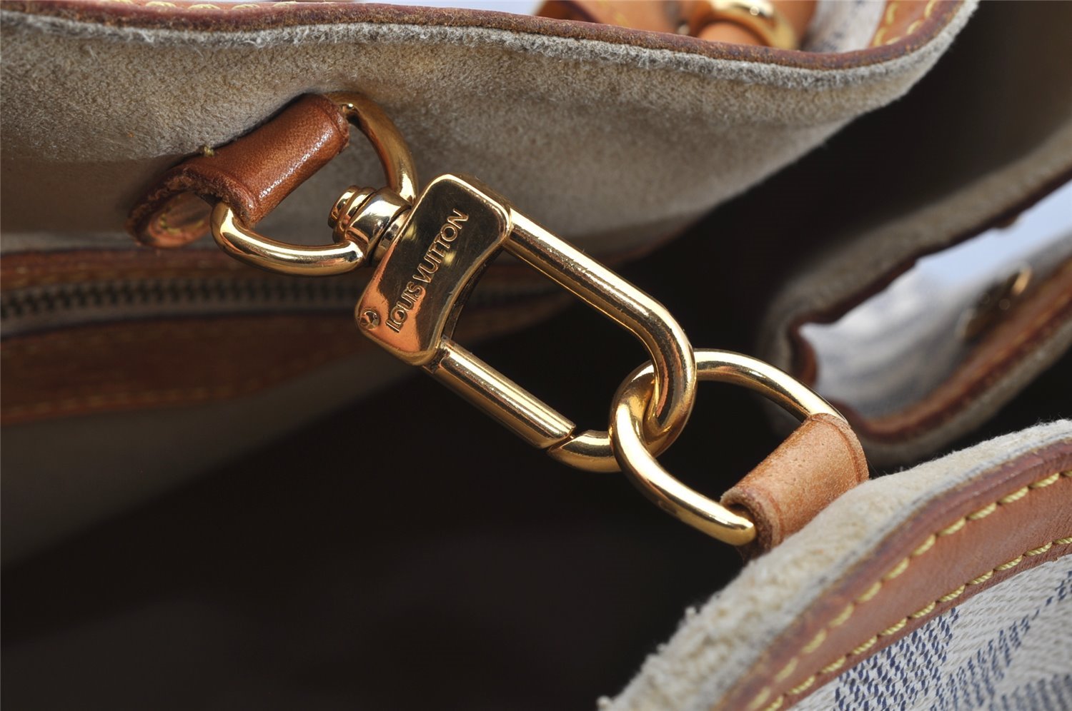 Authentic Louis Vuitton Damier Azur Hampstead MM N51206 Shoulder Tote Bag 8276I