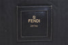 Authentic FENDI Pequin Clutch Hand Bag Purse PVC Leather Dark Brown 8276J