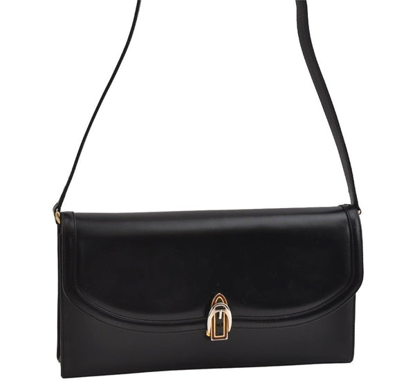 Authentic GUCCI Vintage Shoulder Bag Purse Leather Black 8278I