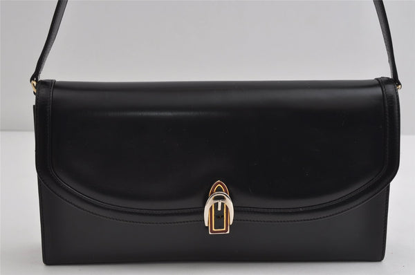 Authentic GUCCI Vintage Shoulder Bag Purse Leather Black 8278I